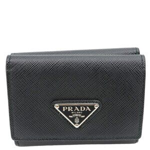 Prada  Tri-Fold Saffiano Leather Wallet Black
